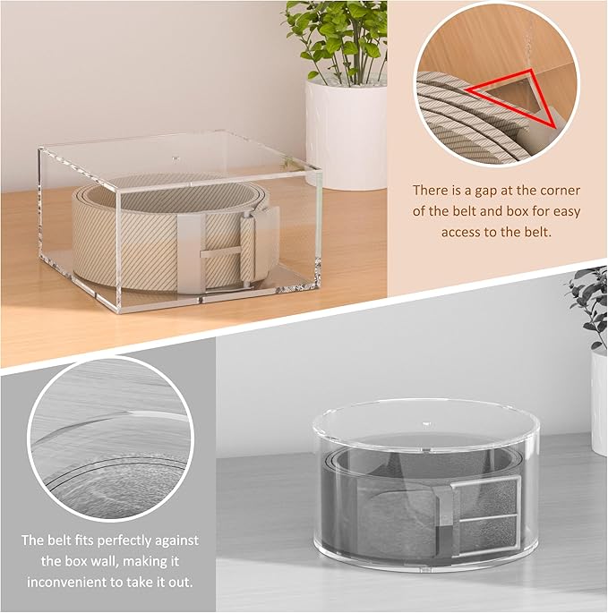 3 Layers Clear Square Acrylic Belt Organizer for Closet, Belt Holder for Accessories, Scarves, Ties, Jewelry, Bracelets-Space-Saving Storage Solution