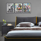 Novatique Banksy Canvas Wall Art for Living Room Colorful Graffiti Poster Canvas Print Behind the Curtain Framed Modern Home Office Decor,12" x 16" x 3Pcs