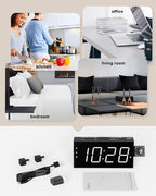 Projection Alarm Clock on Ceiling,Digital Clock for Bedroom with Battery Backup,7”Large Display,USB Charger,Dimmer,180° Rotatable Projector,12/24H,Snooze,DST,Loud Alarm Clock for Kids,Adults,Elders