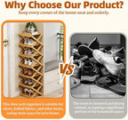 9 Tier Bamboo Shoe Rack, Heavy Duty Foldable Shelf Needing No Setup | Versatile Space-Saving & Sturdy Collapsible Bamboo Shoe Rack Organizer for Closet, Entryway, Over-Door, Dorm or Bedroom Use