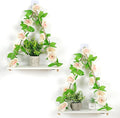 Shelf for Wall,Floating Shelves,Floating Shelves for Wall No Drilling,Adhesive Shelves,Command Strip Shelf,Room Decor Aesthetic,Plant Shelf Wall,Whimsical Decor,2-Piece Set(Champagne flowers)