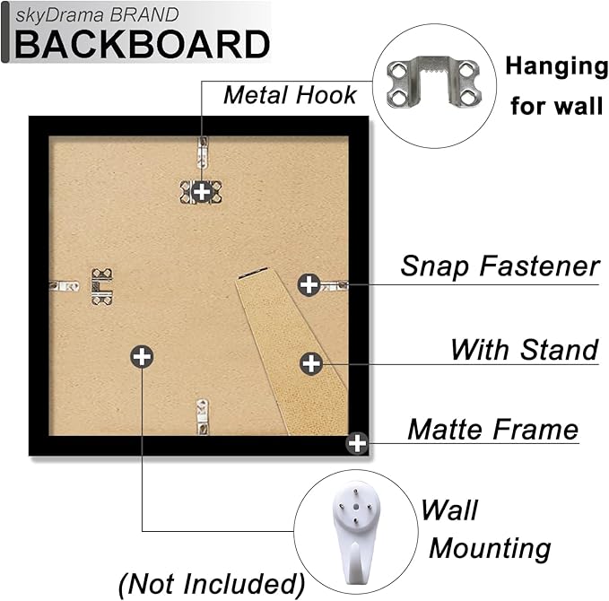 100% Solid Wood 8x8 Frame, Black Square Picture Frame for 8 x 8 Picture Poster Photo, Light Weight 8 by 8 HQ Matte Black Frame for Wall - 1 Pack