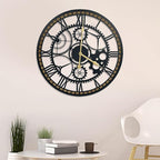 24 Inch Wall Clock, Gear Clock, Silent Non Ticking, Battery Operated Large Wall Clocks for Living Room Decor, Kitchen, Office (Vintage Industrial Steampunk)