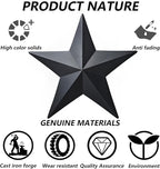JoyEvy 15.5” Black Barn Star Wall Decor,Metal Stars for Outside Rustic Vintage Western Country Farmhouse Home Wall Decoration,Texas Stars for House Art Décor(Set of 2)