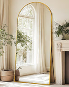 Suidia Arched Full Length Mirror, 71"x32" Floor Mirror Freestanding, Floor Standing Full Body Mirror with Stand for Bedroom, Hanging Leaning Mounted for Living Room Cloakroom, Gold