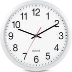 Bernhard Products White Wall Clocks, 2 Pack Silent Non Ticking - 16 Inch Extra Large Quality Quartz Battery Operated Round Easy to Read Home/Office/Business/Kitchen/Classroom/School Clock, Black Hands