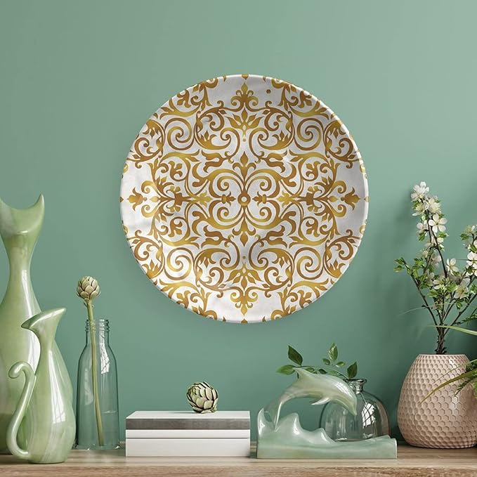 XISUNYA 8 Inch Decorative Plate, Victorian Porcelain Plate, Victorian Lace Floral Print Ceramic Wall Hanging for Fine Dining Upscale Events, Dinner Parties, Weddings, Catering, Muticolor