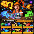 Pikoy Construction Excavator Toys【15 Sounds & 6 Films】Truck Toys for Ages 5-7[31 Colors & Remote Control] Dinosaur Egg Light for Nursery Toddler Boys Birthday Gifts,Kids Christmas Gifts 1-8 Years Old