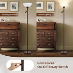 Floor Lamps for Living Room Bronze, 71" Tall Standing Lamp with Glass Shade, Vintage Floor Lamp with 350°Adjustable Swing Arm Lamp, Pole lamp for Bedroom, Living Room, Office, Bulbs Included