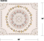 Lifeel White Pink Bohemian Tapestry Wall Hanging, Mandala Floral Medallion Hippie Tapestry with Light Brown Aesthetic Wreath Design, Cream Wall Decor Blanket for Bedroom Home Dorm, Small 50×60 inches