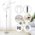 Dimunt LED Floor Lamp, Bright 15W Floor Lamps for Living Room with 1H Timer, Stepless Adjustable 3000K-6000K Colors & Brightness Standing Lamp with Remote & Touch Control Reading Floor Lamps-Silver