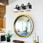 Black Bathroom Light Fixtures 3-Light Wall Sconces Lights,Industrial Vanity Light Farmhouse Lighting Fixtures Bathroom Above Mirror,Modern Wall Light fixtures