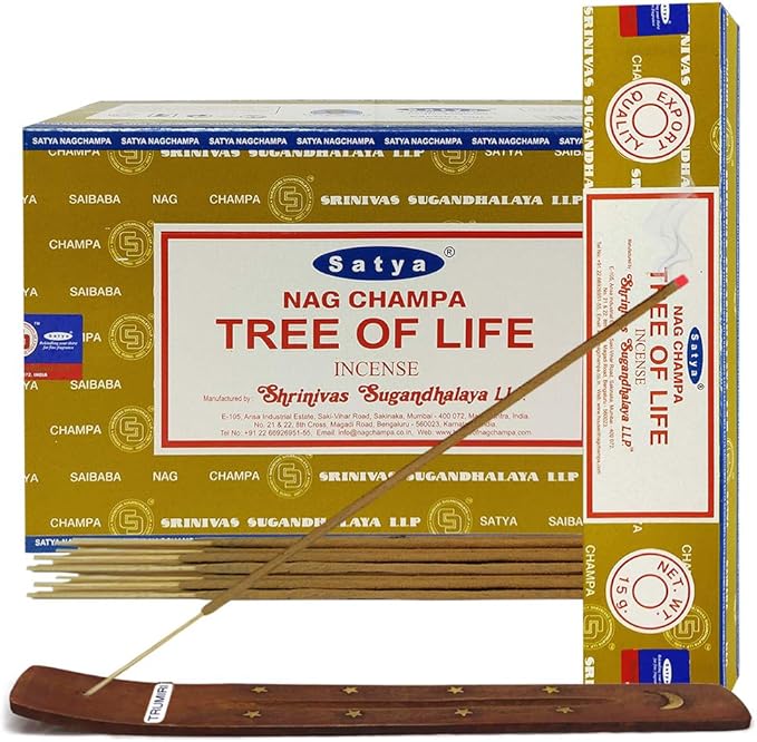 Tree of Life Incense Sticks and Incense Stick Holder Bundle Insence Insense Satya