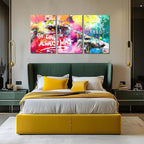Novatique Banksy Wall Art Street Graffii Canvas Wall Art Colorful Painting Print Hand of God Graffiti Art Pictures Banksy Style Painting for Living Room Bedroom,20”x 28”x3Pcs