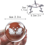 HDCRYSTALGIFTS 3D Engraving Crystal Double Swan Figurine with Love Heart Sphere 60mm(2.3inch) Crystal Ball Paperweight with Stand Base Valentines for Girls Women