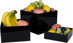 Red Co. Set of 3 Glossy Black Acrylic Cube Display Nesting Risers with Hollow Bottoms