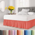 Wrap Around Dust Ruffle Bed Skirt - Coral - Twin/Twin XL Size Beds with 21 Inch Drop - Easy Fit Elastic Strap - Adjustable Pleated Bedskirt w/Brushed Fabric - Wrinkle Free - Women, Men, Kids & Teens