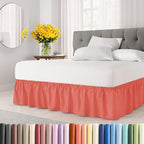 Wrap Around Dust Ruffle Bed Skirt - Coral - Twin/Twin XL Size Beds with 21 Inch Drop - Easy Fit Elastic Strap - Adjustable Pleated Bedskirt w/Brushed Fabric - Wrinkle Free - Women, Men, Kids & Teens