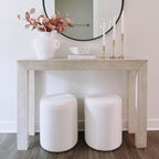 Get Set Style Modern Round Ottoman with Soft Padded Seat, Multifunctional Vanity Stool for Makeup, Upholstered Footrest Stool Ottoman Foot Stool for Living Room, Bedroom