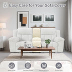 Reclining Sectional Couch Covers Velvet L Shape Recliner Sofa Middle Console Cover for Dogs Pets Washable Anti Slip 1 Additional Recliner Center Console Slipcovers (1 Console, Ivory White)