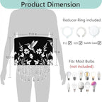 Hummingbird & Floral Lamp Shade with Crystal Bead Droplets, Black & White Drum Fabric Light Shade for Ceiling Pendant Table & Floor Lamps, Nature-Inspired Decor, 11.8in