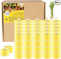 100 Pack Clear Tea Lights Candles Bulk, Summer Citronella Candle Outdoor and Indoor, for Birthday Emergency Home Garden(8 Hour, Yellow)