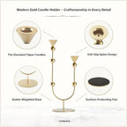 Modern Gold Double Taper Candle Holder – U-Shaped Metal Candlestick Holder for Table Centerpiece, Wedding & Holiday Décor – Elegant Minimalist Home Accent Gift by Uniquary