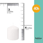 BOLSIUS 6 White Pillar Candles Bulk - 3x4 Inches Candle Set - 40+ Hours Clean Burning - No Palm Oil - 0% Animal Fat - Premium European Quality - Unscented Dripless Restaurant Pillars