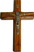 Holy Land Market Saint Benedict Wall Crucifix Handmade Silver Tone Corpus - 5 Inches