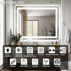 40"x32" LED Bathroom Mirrors for Wall, Front and Backlit Mirror, Anti-Fog Vanity Mirror with Lights, Stepless 3 Colors Dimmable Lighted Mirror(Horizontal/Vertical)