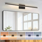 Modern Bathroom Vanity Light, 40 Inch 30W IP44 Black Light Bar, 5CCT Adjustable (2700K–5000K), Dimmable LED Lights for Bathroom Mirror, Dual-Sided, 180° Rotatable Angle, ETL
