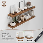 Heimlove 12 Inch Deep Floating Shelves, 55 x 12 inch Extra Long Floating Shelves for Wall, Large Display Shelf & Storage Shelf for Living Room Bedroom Kitchen Home Office, Set of 2, Walnut
