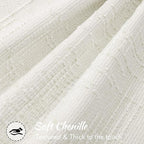 decorUhome Chenille Spring Throw Pillow Covers 16x16 Set of 2, Thick Textured Slubby Neutral Decorative Pillow Covers with Elegant Design for Couch, Sofa, Living Room, Cream White