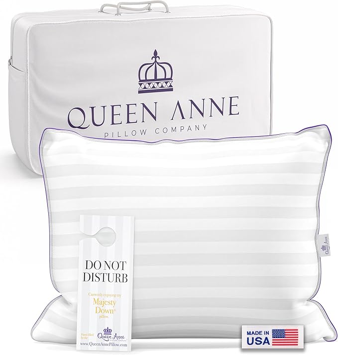 Queen Anne Hotel Collection Pillows – Luxury Down Alternative Bed Pillows (Queen Medium) – Ultimate Comfort, Hypoallergenic, Made in The USA
