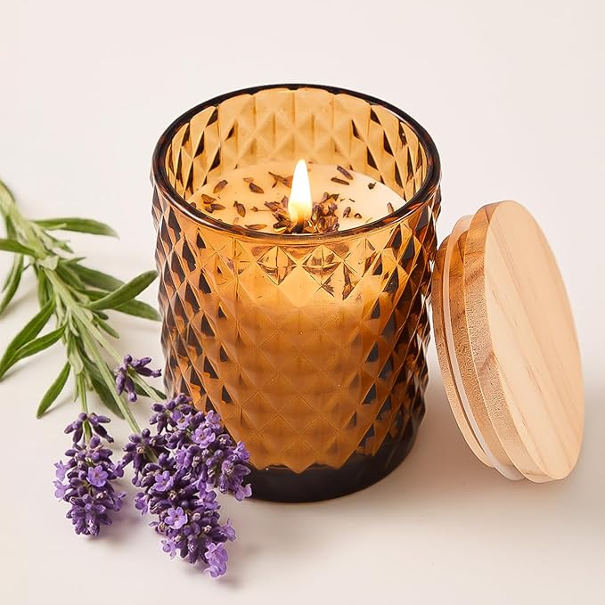 Lavender Candle for Home Scented, Natural Soy Candle for Women with 20H Burn Time Non-Toxic Aroma, 4.2oz Long Lasting Smokeless Aromatherapy Jar Candle Gift for Wedding, Birthday, Party