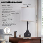 23" Farmhouse Table Lamp Set of 2, Black Metal Modern Bedside Lamps for Living Room, 3 Color Temperature Rustic Table Lamps for Bedroom, Night Stands, Dorm,Office, Home Décor (Bulb Included)