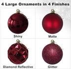 Maroon Large Christmas Balls-Christmas Tree Decoration Ornaments Shatterproof Hanging Balls for Hanukkah New Year Valentine Holiday Decorations Burgundy Wine Red Dark Red Ornaments-XL(4.0'')4PCS