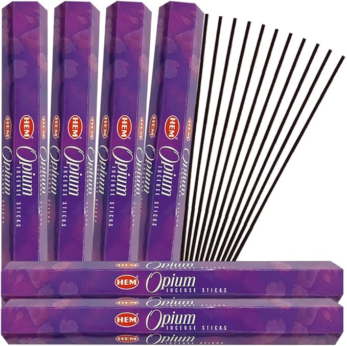 TRUMIRI Opium Hem Incense Sticks & Holder Bundle: 121 Pieces (6 Packets of 20, 1 Set)