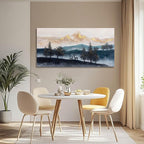 GAIDUOMAI Mountain Canvas Wall Art Gold and Blue Painting Pictures Animals Prints for Wall Decor 24x48 Inch Poster for Living Room Bedroom Home Hanging Decor