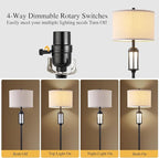 65" Modern Floor Lamp for Living Room with 2 Light Sources, Industrial Black Tall Standing Lamps with Nightlight, Retro Floor Light for Bedroom Office Reading Room, Bulbs Included