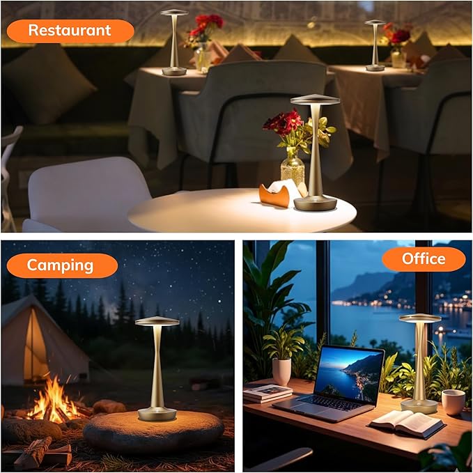 Cordless Table Lamp Rechargeable, 6000mAh Battery Operated Portable Table Light,Dimming LED Table Lamp for Restaurant/Patio/Outdoor (Bronze)