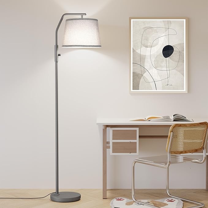SUNMORY Floor Lamps for Living Room, 12W Bulb Included, Tall Lamp for Bedroom with Adjustable Head, Modern Standing Lamp, 0-100% Dimmable Arc Floor Lamp for Dining Room Office Nursery, Galaxy Gray