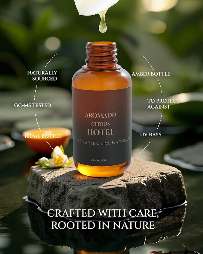 Aromadd Citrus Hotel Diffuser Oil Inspired by Luxury Hotel Scent, Essential Oils for Waterless Diffuser, Luxury Lemon & Bergamot, Long-Lasting & Natural Home Fragrance - 3.38 fl oz (100 mL)