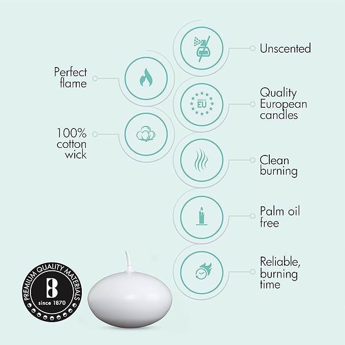 Bolsius Unscented Floating Candles – Set of 20 White Floating Candles – Cute and Elegant Burning Candles – Candles with Nice and Smooth Flame – Party Accessories (Four Pack)
