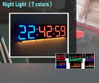 17.3'' Huge Digital Wall Clock, Home Gym Interval Workout Timers, with Countdown, Stopwatch, 7-Color Light, 8-Alarms, Calendar/Temperature Display, for HIIT/Tabata/FGB/EMOM (Red)