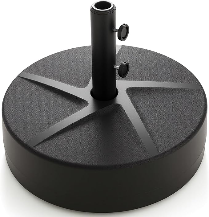 Giantex Outdoor Umbrella Base - 88 lbs Fillable Umbrella Stand with 2 Adjustable Knobs, 3 Adapters, HDPE Weighted Market Umbrella Pole Holder for Patio Poolside Garden Deck Backyard