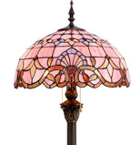 WERFACTORY Tiffany Floor Lamp Pink Baroque Stained Glass Standing Reading Light 16X16X64 Inches Antique Pole Corner Lamp Decor Bedroom Living Room Home Office S003P Series