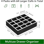 Joyoldelf Sock Drawer Organizer Divider Underwear Organizer 16-cell Fabric Dresser Drawer Organizers Storage Boxes for Socks Lingerie, Handkerchiefs, Ties 4 Pack (Black)