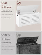 DINZI LVJ Storage Chest, 39.4”Wooden Toy Box with 2 Safety Hinges, Retro Entryway Shoe Storage Bench with Flip-Top, Sturdy Large Storage Trunk for Living Room, Bedroom, Easy Assembly, White