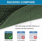 H.VERSAILTEX Bathroom Rugs Bath Rug Set 2 Piece Bathroom Contour Rug Toilet Mat Sets Non Slip Contour Bath Rug Ultra Thick Water Absorbent Striped Bath Mats(47" x 17" Plus 20" x 20" U, Bronze Green)